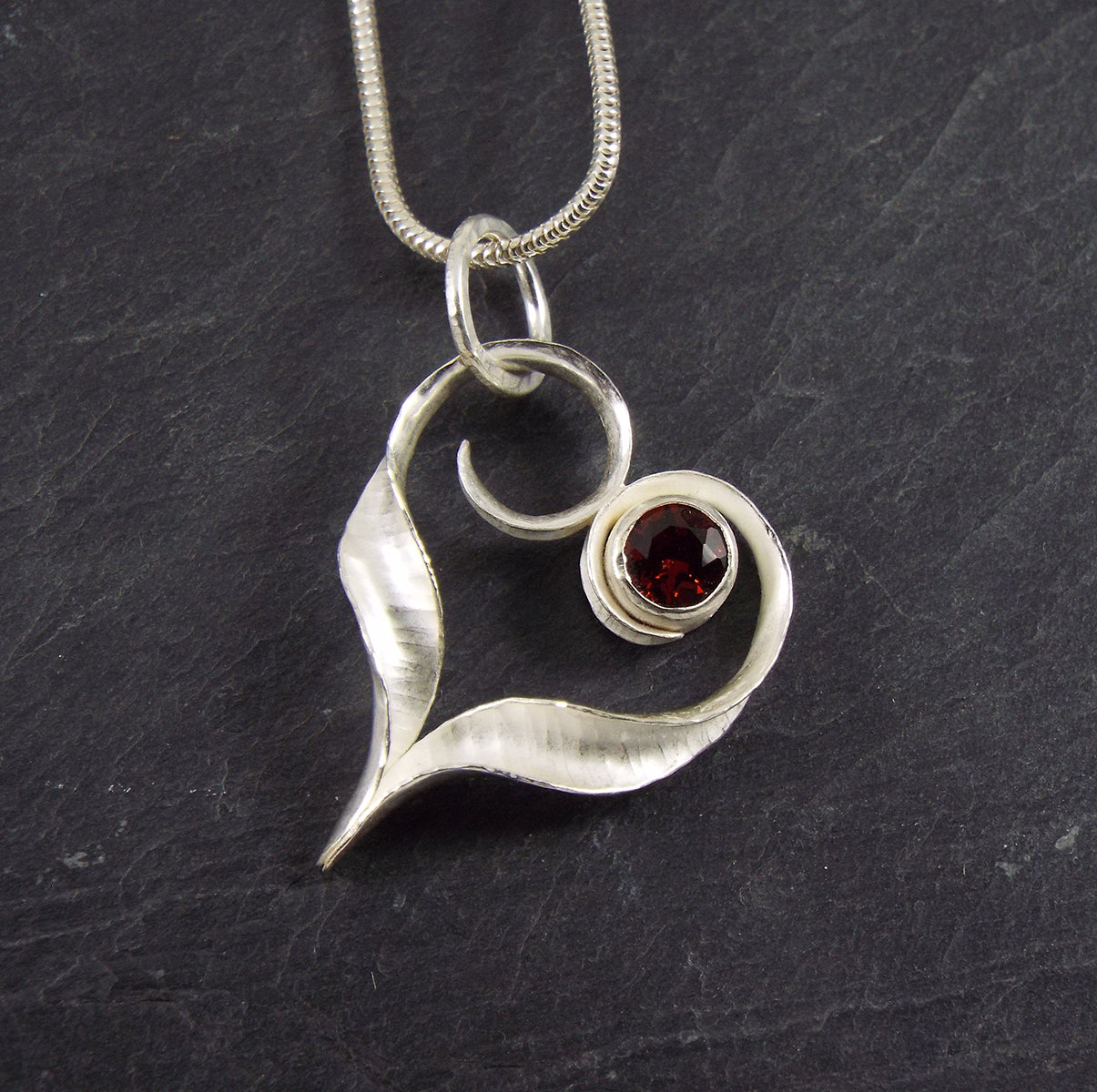 Ripple silver heart pendant